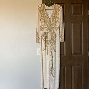 Vintage Black Tie Beaded Silk Gown